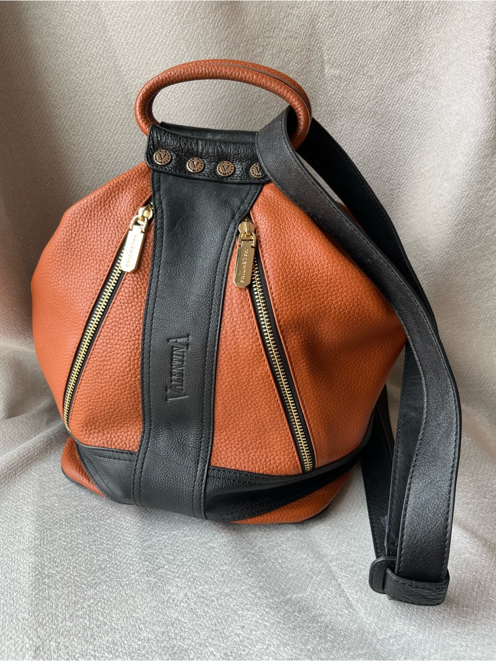 Valentina Leather Convertible Bucket Bag